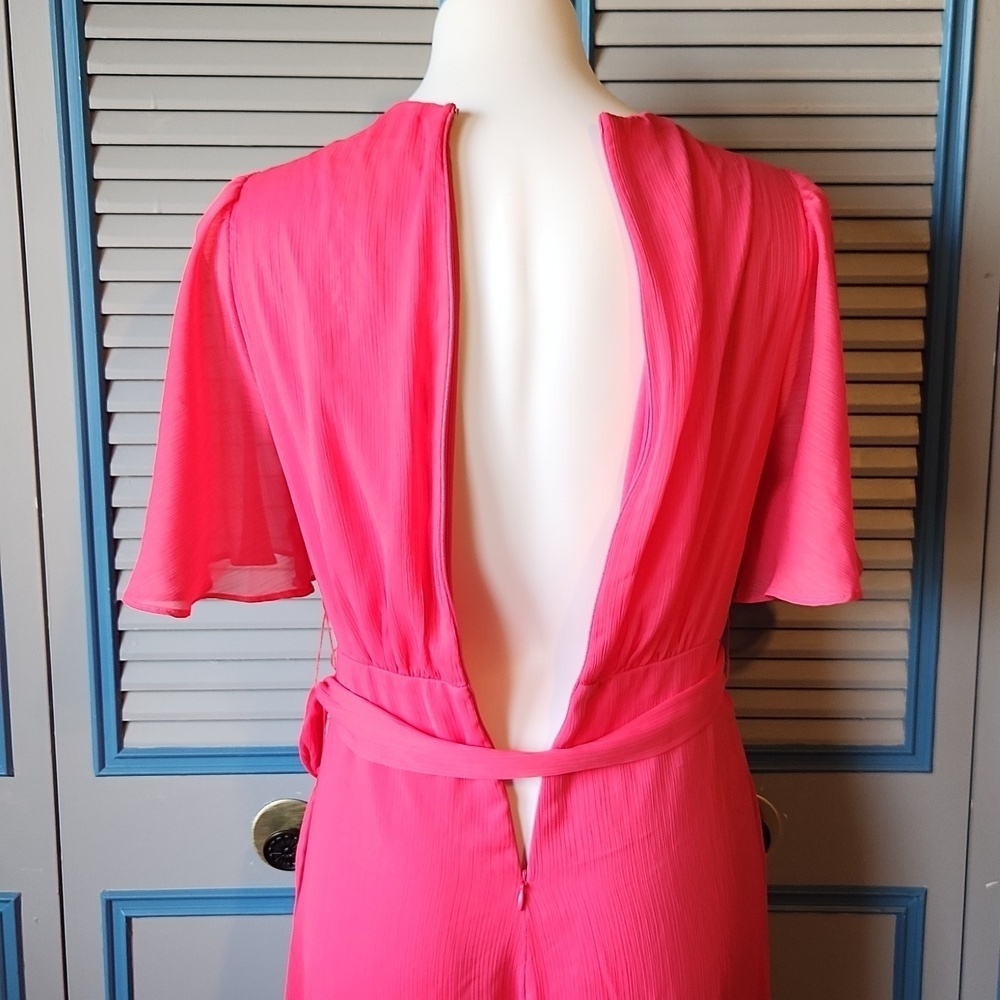 DKNY Pink Wrap Style Dress with Flowy Sleeves - Picture 10 of 12